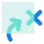 Planning icon with arrow pointing at an x.