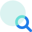 research icon with magnifying glass.